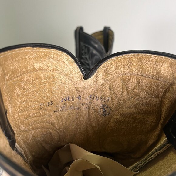 Vintage Black Leather Roper Cowboy Boots Men’s Size 8.5 3E Western Point Toe USA - Picture 9 of 13